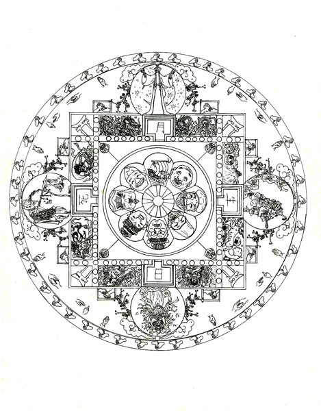 Image of Tibetan style mandala (JAPANESE THEME PRINT)