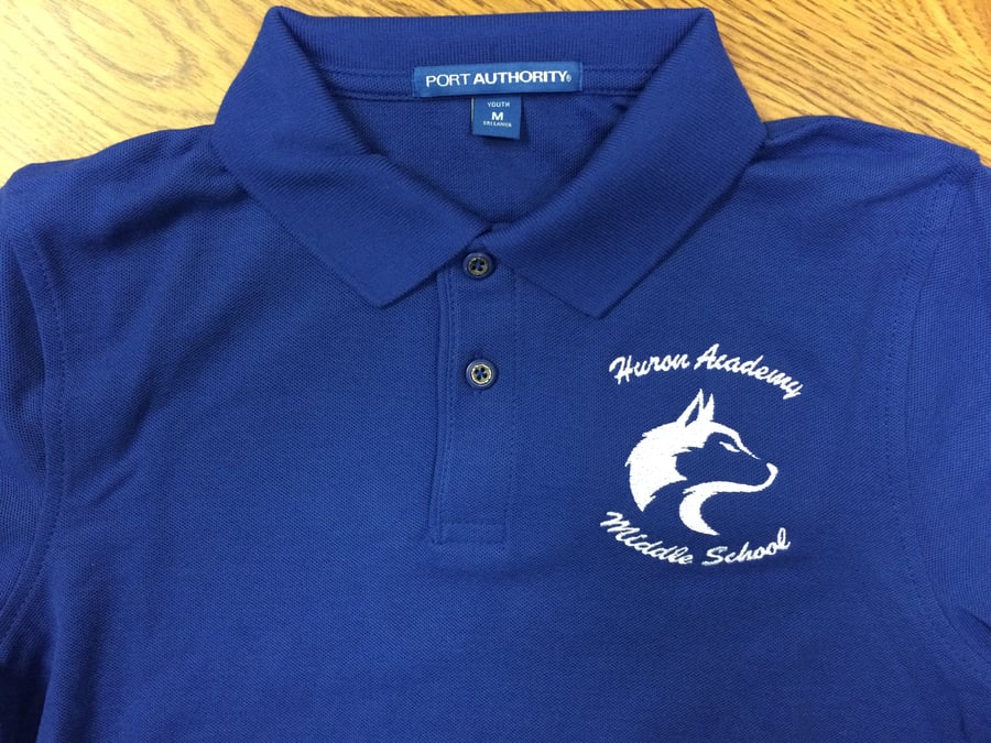 Image of Huron Middle School LONG SLEEVE Polo Shirt