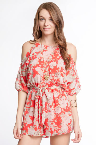 Image of Red Floral Romper