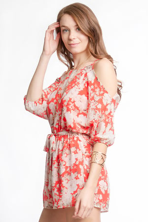 Image of Red Floral Romper