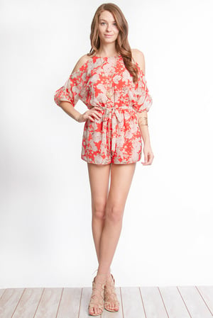 Image of Red Floral Romper