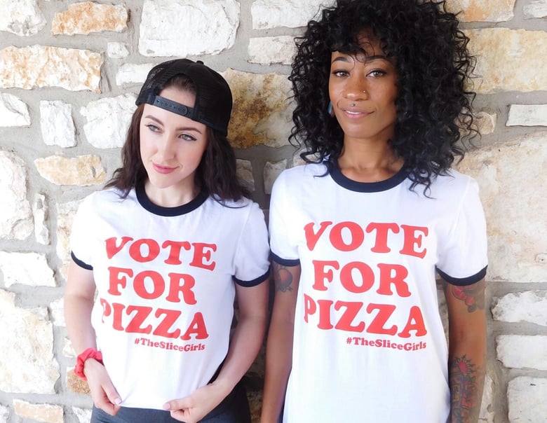 Image of "Vote For Pizza" tee shirt