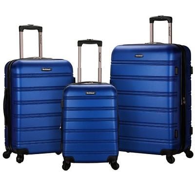 Image of Rockland Melbourne 3-Piece Hardside 360-Degree Spinner Luggage Set - Blue