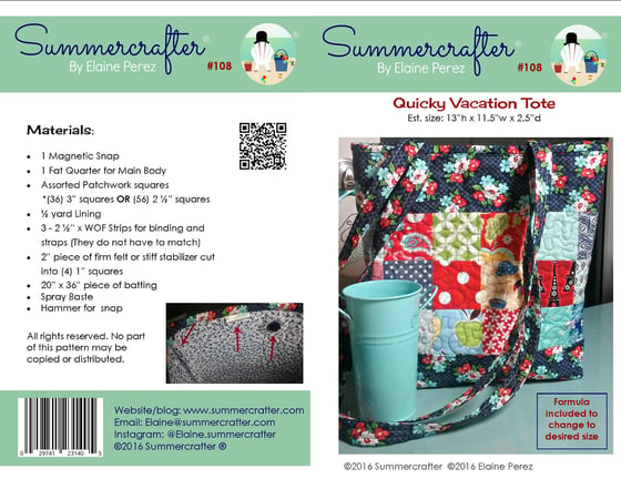 Image of Quicky Vacation Tote (PDF only)