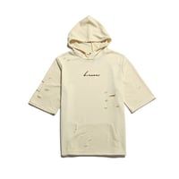 Distressed Beige Script Hoodie