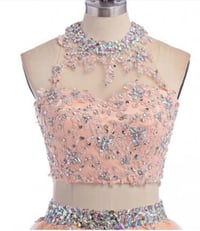 Image 2 of Lovely Light Pink Two Piece Beaded Homecoming Dresses, Two Piece party Dresses