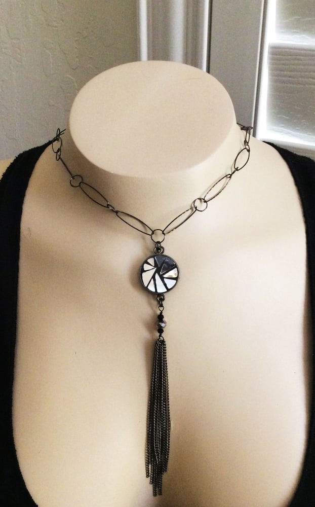 Image of Turquoise long tassel necklace 