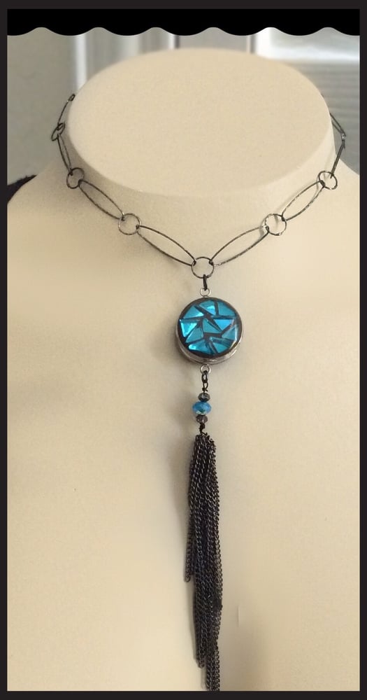 Image of Turquoise long tassel necklace 