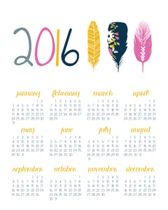 Image of 2016 Feather Wall Calendar