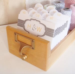 Image of Wedding Guest Book Library Card Catalog