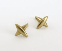 Image 2 of Star Cross Med Stud 18k Earrings Pair or Single