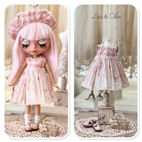 Image 1 of handmade blythe doll floral gingham dress