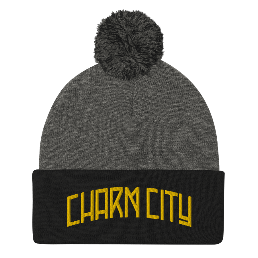 Image of Charm City Baltimore Memorial Stadium Pom-Pom Beanie (Gray)