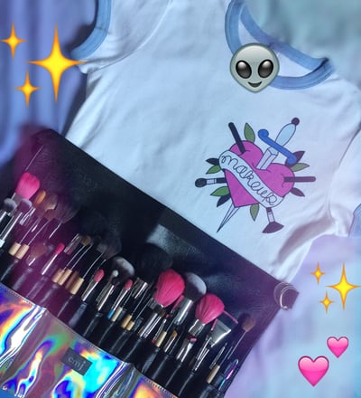 Image of "I HEART MAKEUP" ringer tee
