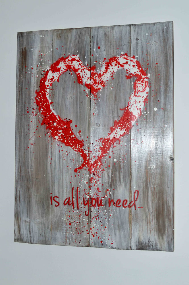 Image of "John Lennon was Right!" Reclaimed Wooden Boards Red