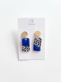 Paire de boucles d'oreilles céramique TOTEM RECTANGULA PM bleu