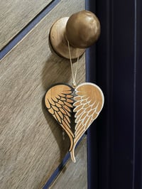 Image 2 of Wing Heart wood ornament