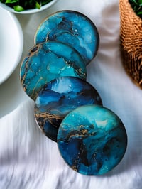 Image 1 of Set of 4 Epoxy Resin Art Coasters 'The Truth'