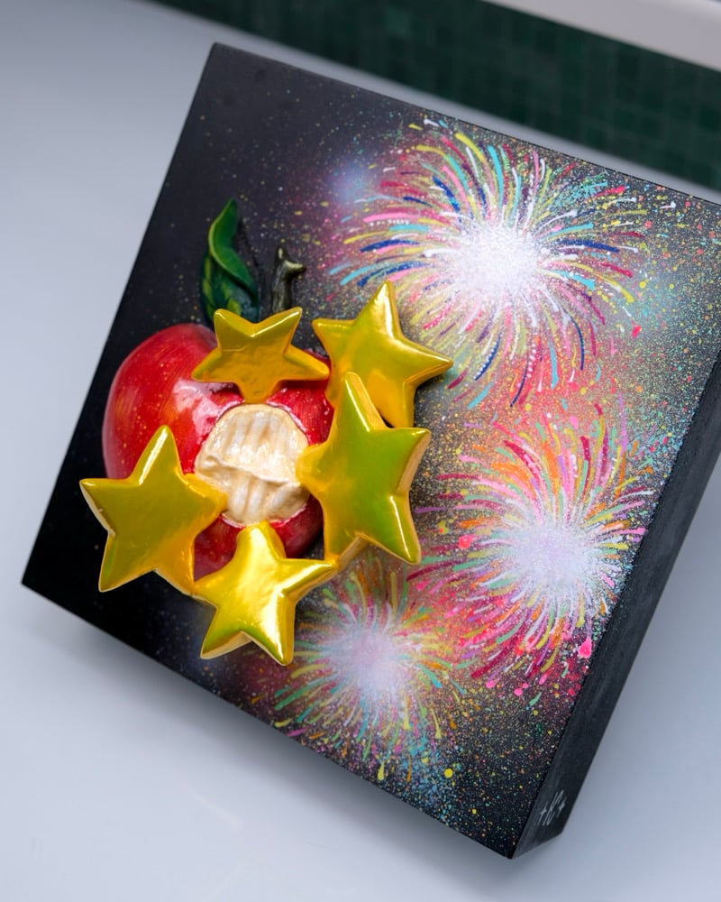 Image of APPLE BITE ✧ Original 3D Mixed Media Painting