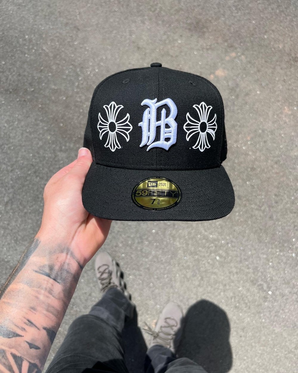 Image of BLACK & WHITE BIRMINGHAM BARONS CUSTOM FITTED CAP