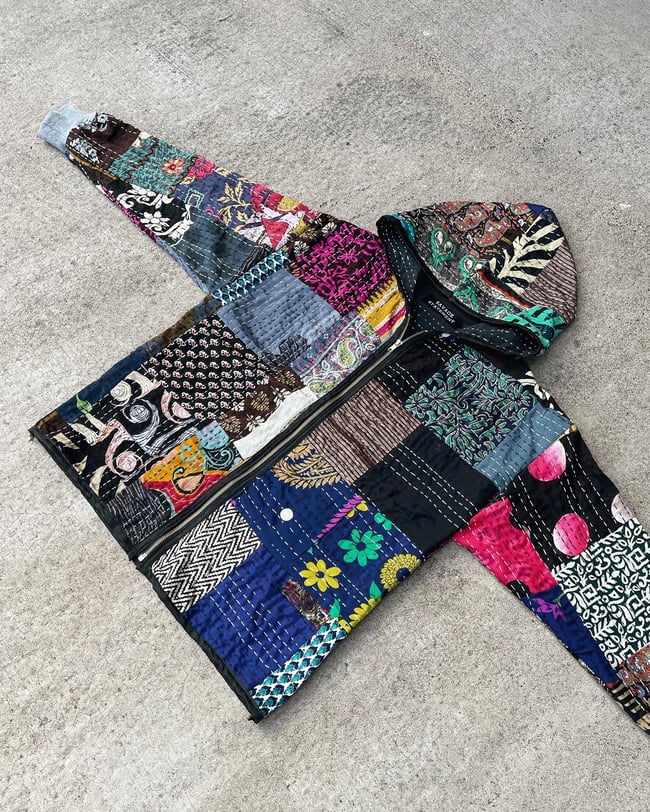 Patchwork Zip Up Hoodie