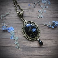 Image 1 of Forget-me-not Pressed Flower Cameo Necklace