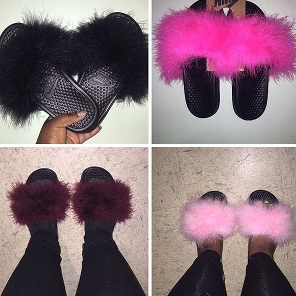 nike furry slides