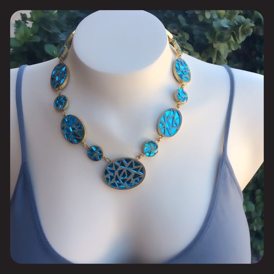 Image of Turquoise  mirror mosaic necklace