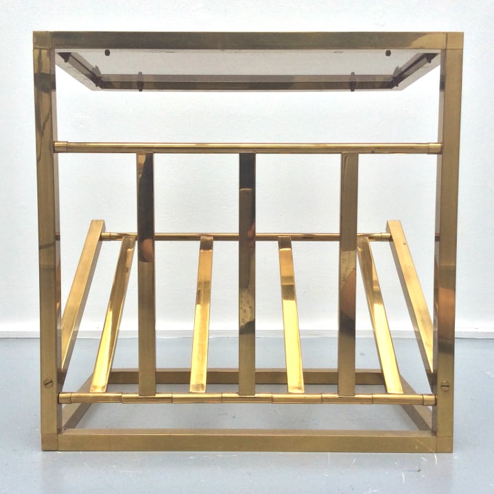 Image of Brass Side Table with Magazine Rack