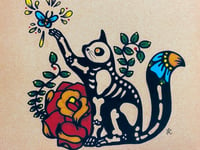 Image 4 of Day of the Dead Cat Dia de los Muertos Art Print 