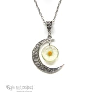 Image 2 of Daisy Moon Resin Necklace in Antique Silver