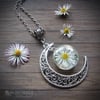 Daisy Moon Resin Necklace in Antique Silver