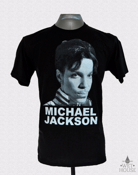 Image of Michael Jackson Prince Face T-Shirt // black shirt white ink