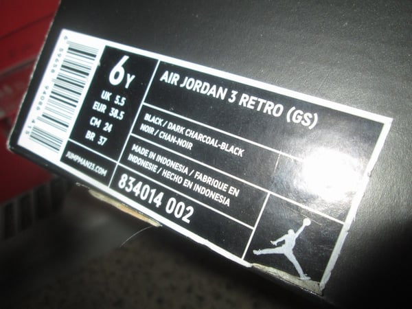 Air Jordan III (3) Retro "Black/Dark Charcoal" GS *PRE-OWNED* - areaGS - KIDS SIZE ONLY