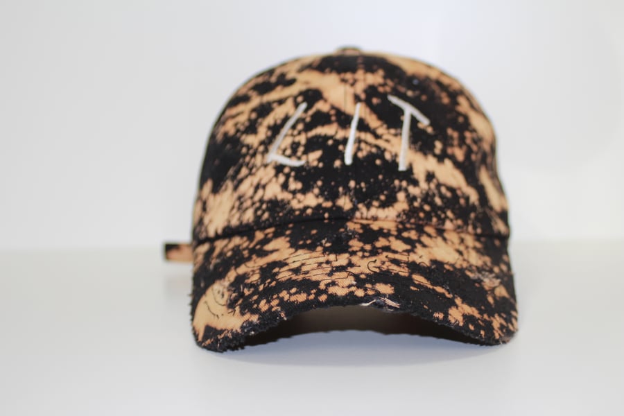 Image of Bleached & Distressed Black "Lit" Dad Hat