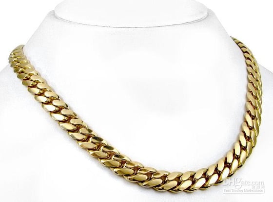 Image of 14K Gold Overlay Cuban Curb Link Chain Necklace