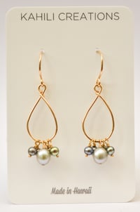 Image 5 of Gray pearl earrings dangle 14kt gold-filled