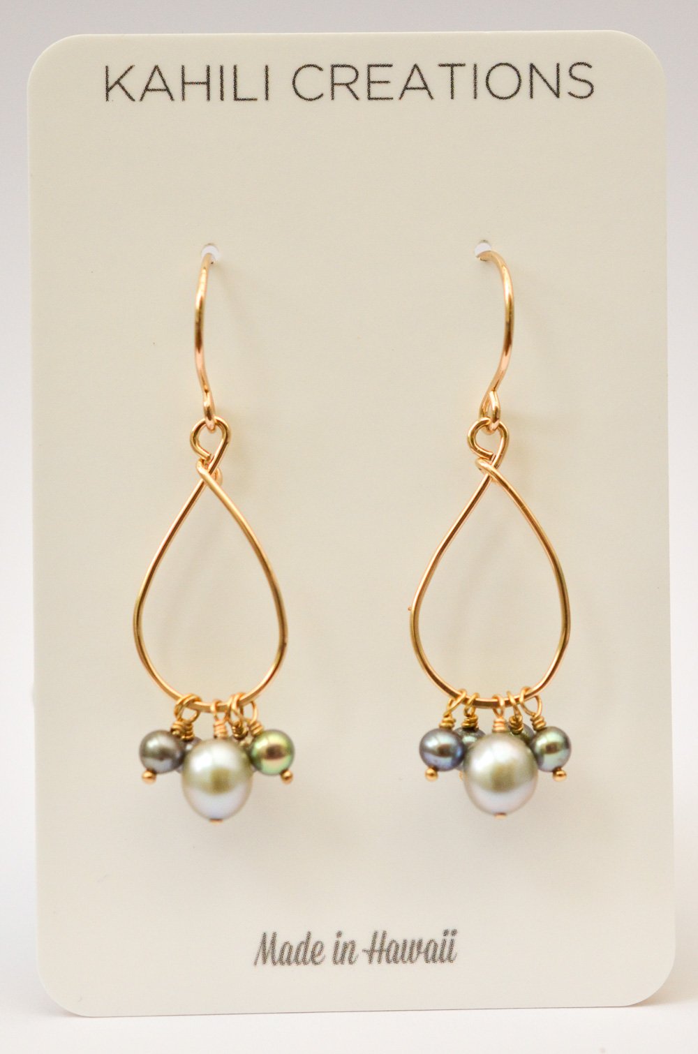 Image of Gray pearl earrings dangle 14kt gold-filled