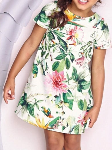 Image of flower print baby girl dress