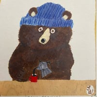 Image 5 of Small square art print -Blue Beanie Bear 