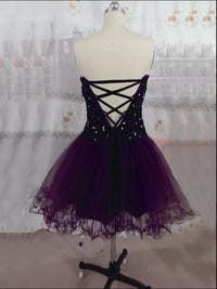 Image 2 of Cute Dark Purple Handmade Tulle Knee Length Prom Dresses, Homecoming Dresses 