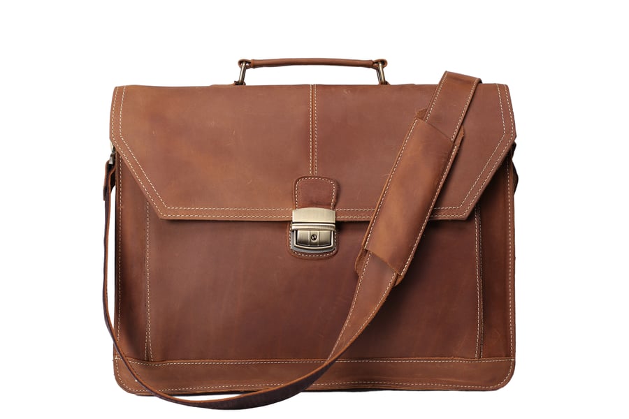 Image of Handmade Vintage Leather Briefcase Men Messenger Bag Laptop Bag 7083