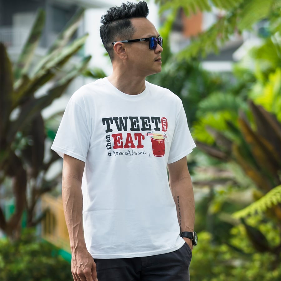 Image of Tweet First Eat Later #AsianAtWork Unisex Tee