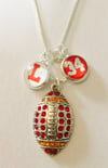 Orange Lutheran football bling necklace