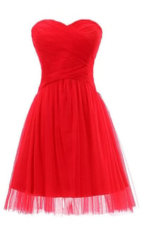 Image 1 of Lovely Tulle Red Short Prom Dresses, Homecoming dresses, Red Prom Dresses