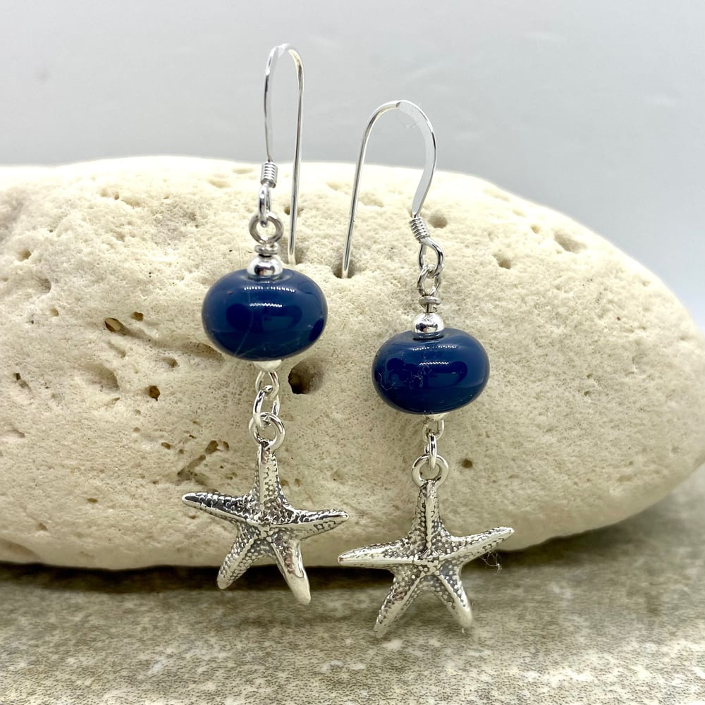 Image of Denim Dangle Earrings