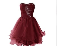 Image 1 of Lovely Sweetheart Burgundy Maroon Short Prom Dresses, Homecoming Dresses, Party Dresses