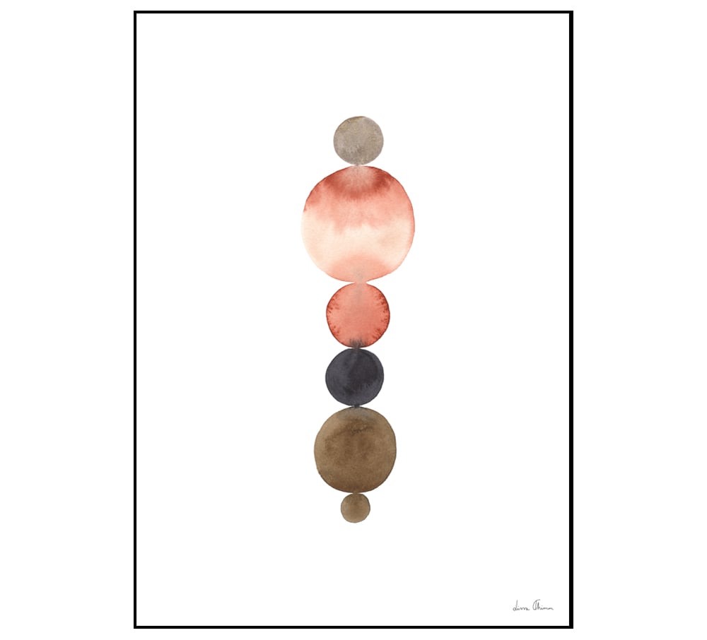 Image of Orange Watercolor Circles, A3 Poster