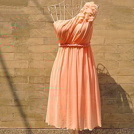 Lovely One Shoulder Chiffon Prom Dresses, Cute Bridesmaid Dresses, Party Dresses