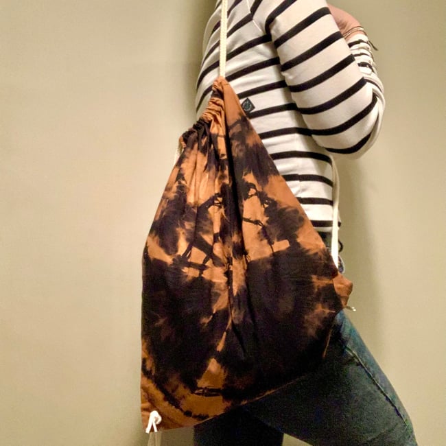 Bleach Tie Dye Organic Cotton Drawstring Backpack